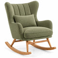 Fauteuil à bascule à dossier haut et coussin lombaire, vert et beige