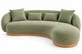Canapé courbe à méridienne arrondie droite et base beige, vert