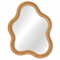 Miroir mural à contour ondulé et cadre ajouré, beige