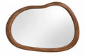 Miroir mural horizontal à cadre arrondi irrégulier, marron