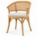 Chaise enveloppante à dossier ajouré et assise rembourrée, beige